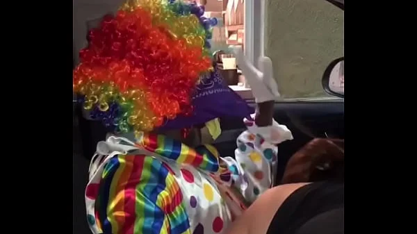 Clown gets dick sucked while ordering food