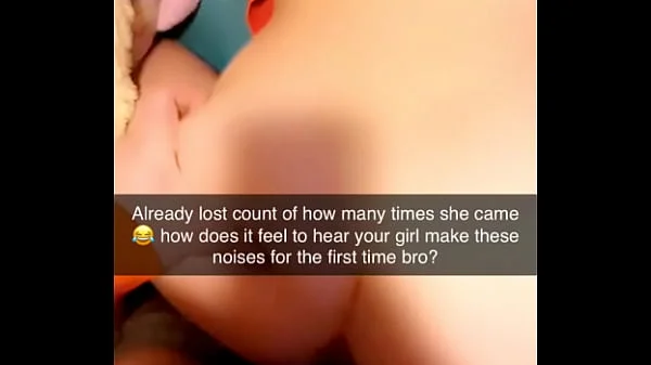 Rough Cuckhold Snapchat sent to cuck while his gf cums on cock many times