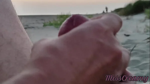 French teacher amateur handjob on public beach with cumshot Extreme sex in front of strangers - MissCreamy