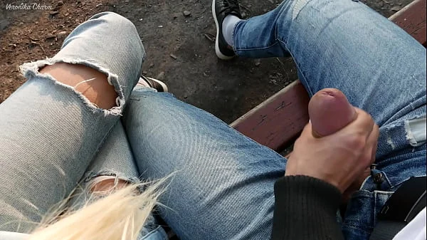 Girl Was Surprised To See Guy Jerking Off Dick In The Park And Made Him Cum