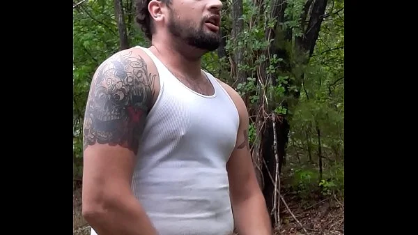 Huge cumshot outdoors