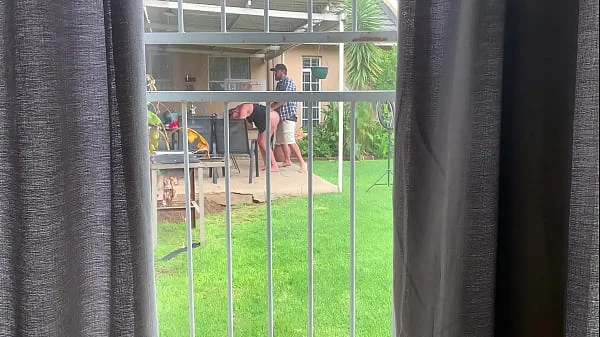 I caught my neighbours fucking outside in the backyard