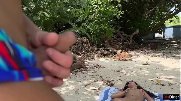 Voyeur pervert jerks off busty MILF and her stepdaughter and cums on their faces while they sunbathe