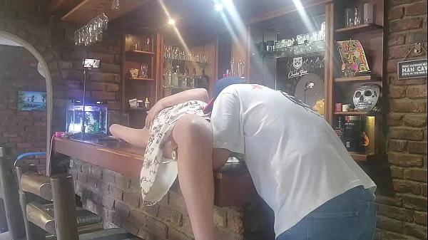 This barlady is a real cheating cum slut fucked her on the bar