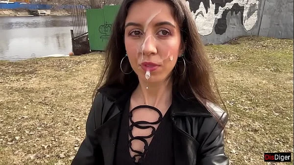 Cum on a girl's face so she could walk through the park covered in sperm and shock people - Cumwalk