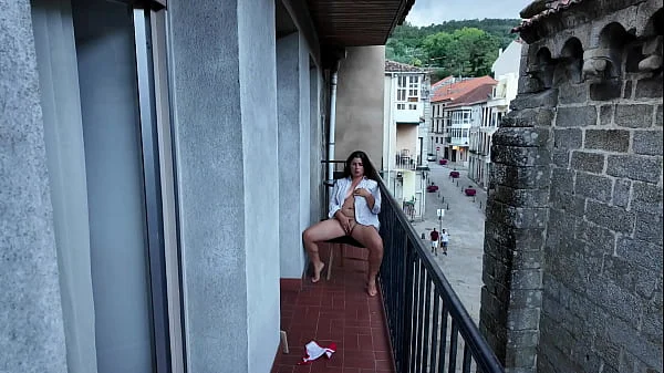 Risky Public Balcony Masturbation of My StepSister