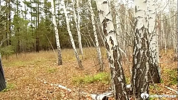 Stepmom takes a hard cock in the woods