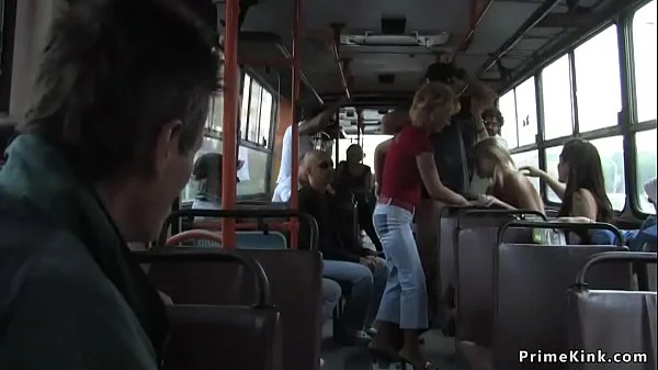 Blonde gets facial in public bus