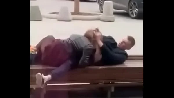 Stupid blonde gives blowjob in public