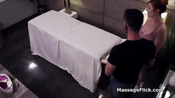 Milking cock under the table during massage