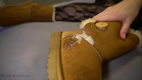 daddy marks his girl's favorite ugg boots with a big load of cum, projectfundiary