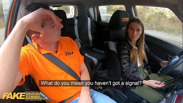 FakeDrivingSchool Backseat Fuck for Eveline Dellai After Breakdown