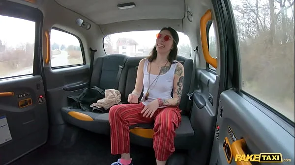 Fake Taxi Hippy chick gets a big dick deep inside her pussy