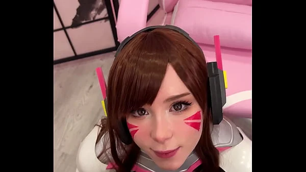 Tiktoker Girl Cosplay D.Va from Overwatch and Sucks Dick till Facial