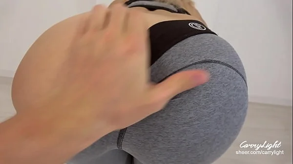 Fit Teen in yoga pants anal fingering grinding and cumshot on ass POV CarryLight