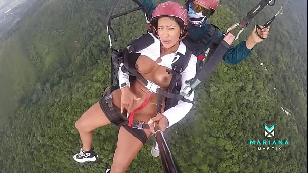 The number one ebony actress from Colombia Mariana Martix goes paragliding masturbating naked